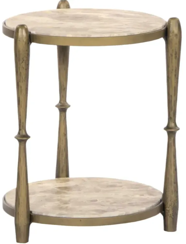Winscott 2-Tier Marble End Table - Brown