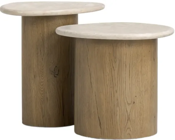 S/2 Norwick Marble Top Nesting End Tables, Cappuccino