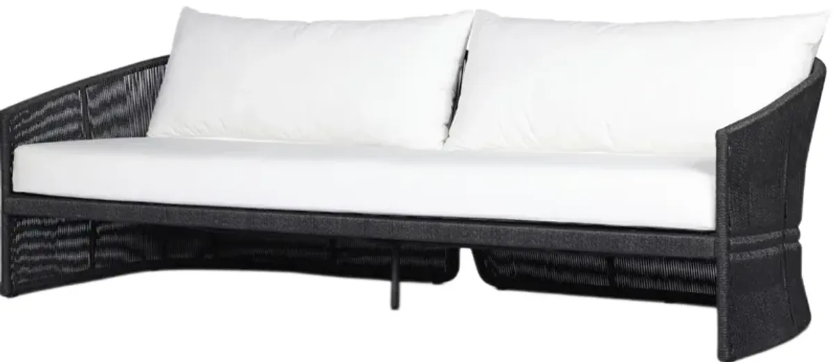 Rosehaven Outdoor Woven Sofa, Black/Arashi Salt