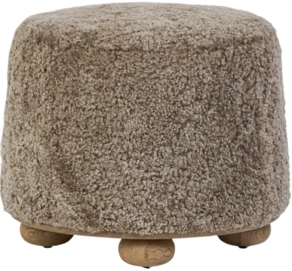 Zevoria Ottoman, Taupe Shearling