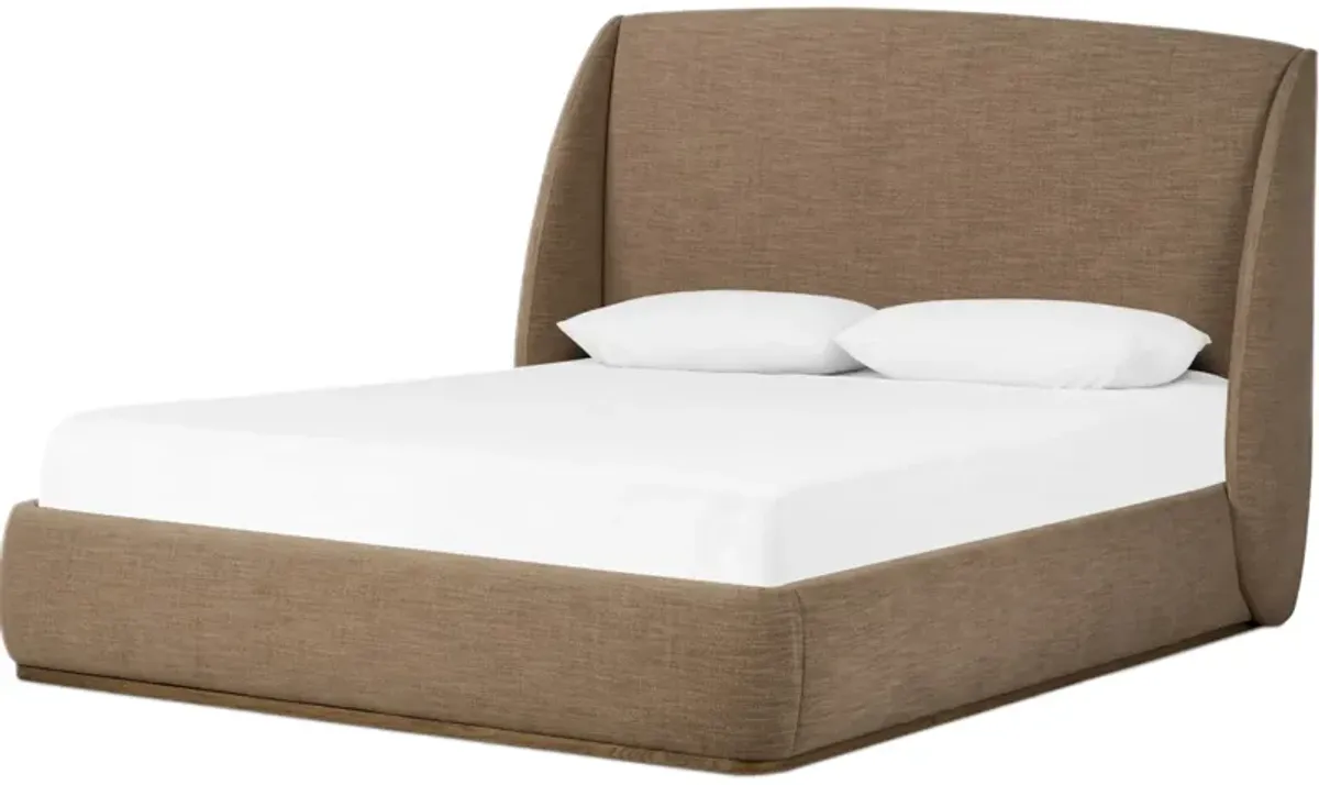 Illyssa Upholstered Chenille Bed, Laken Taupe