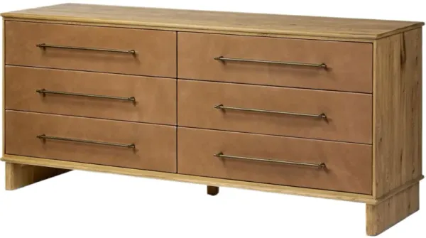Elanwyn 6-Drawer Leather Dresser, Palermo Drift/Hazel Oak