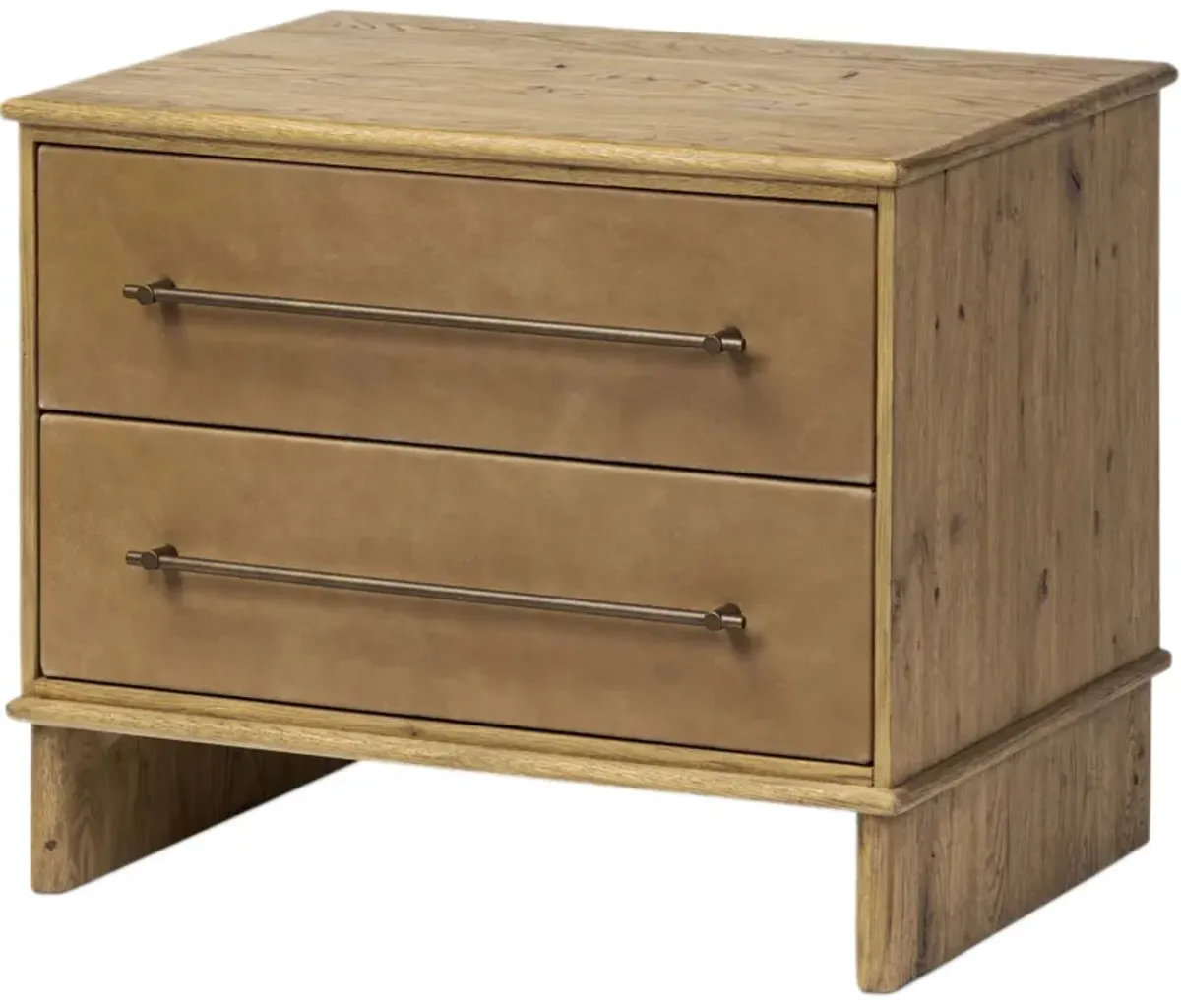 Elanwyn 2-Drawer Leather Nightstand - Palermo Drift/Hazel Oak