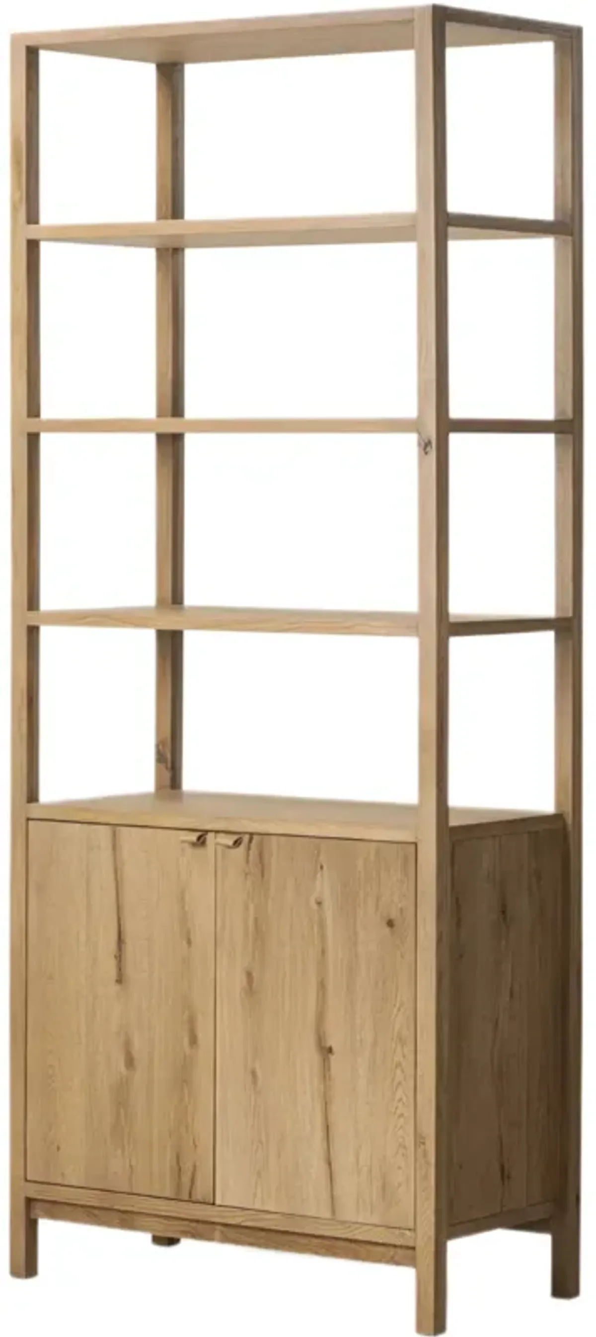 Evreya Leather Bookcase - Worn Oak - Brown