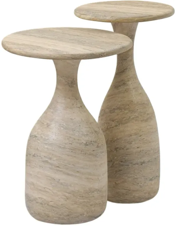 S/2 Scarlett Nesting End Tables, Textured Sandy Grey Concrete