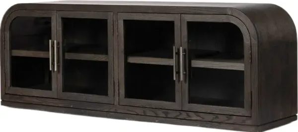Vayn 4-Door Media Console - Dark Anthracite Oak - Black