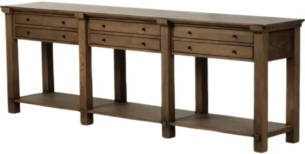 Ottilie 6-Drawer Console Table - Tan Oak - Brown