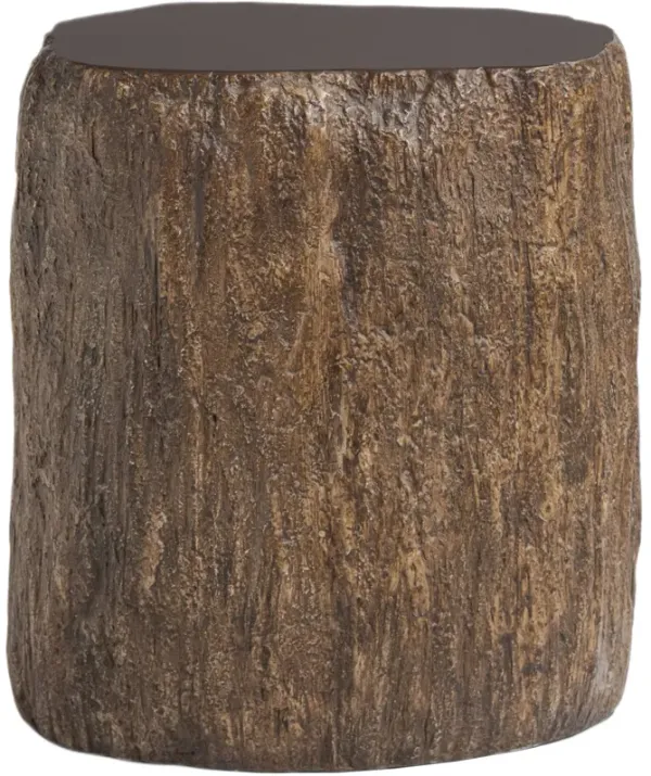 Elun Concrete Tree Trunk End Table, Sandy