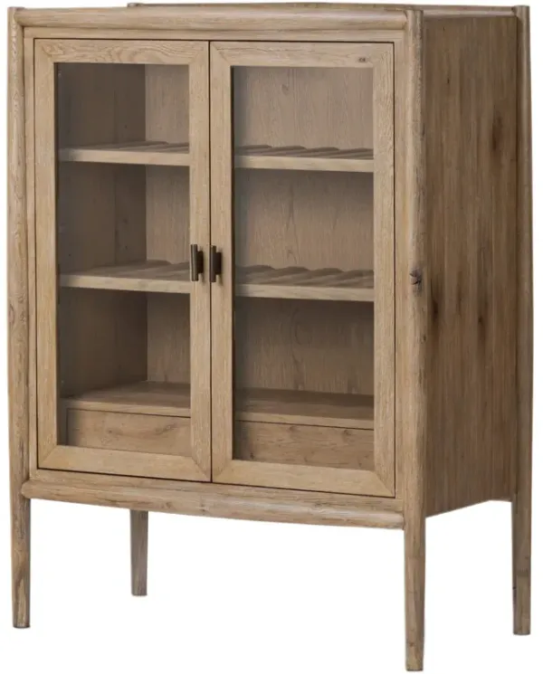 Riverton Bar Cabinet - Weathered Oak - Handcrafted - Brown