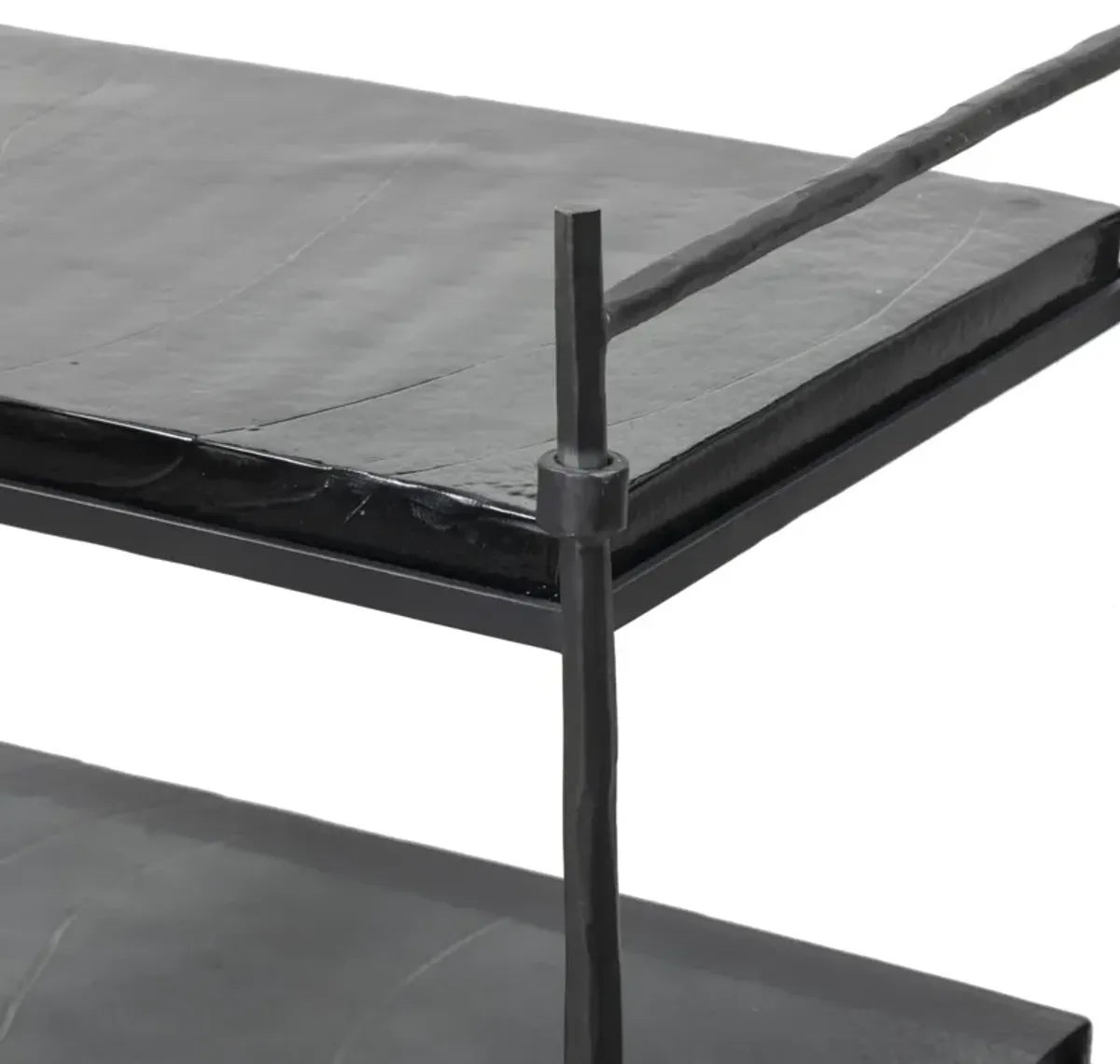 Elva Iron/Cast Glass Bar Cart, Forged Gunmetal