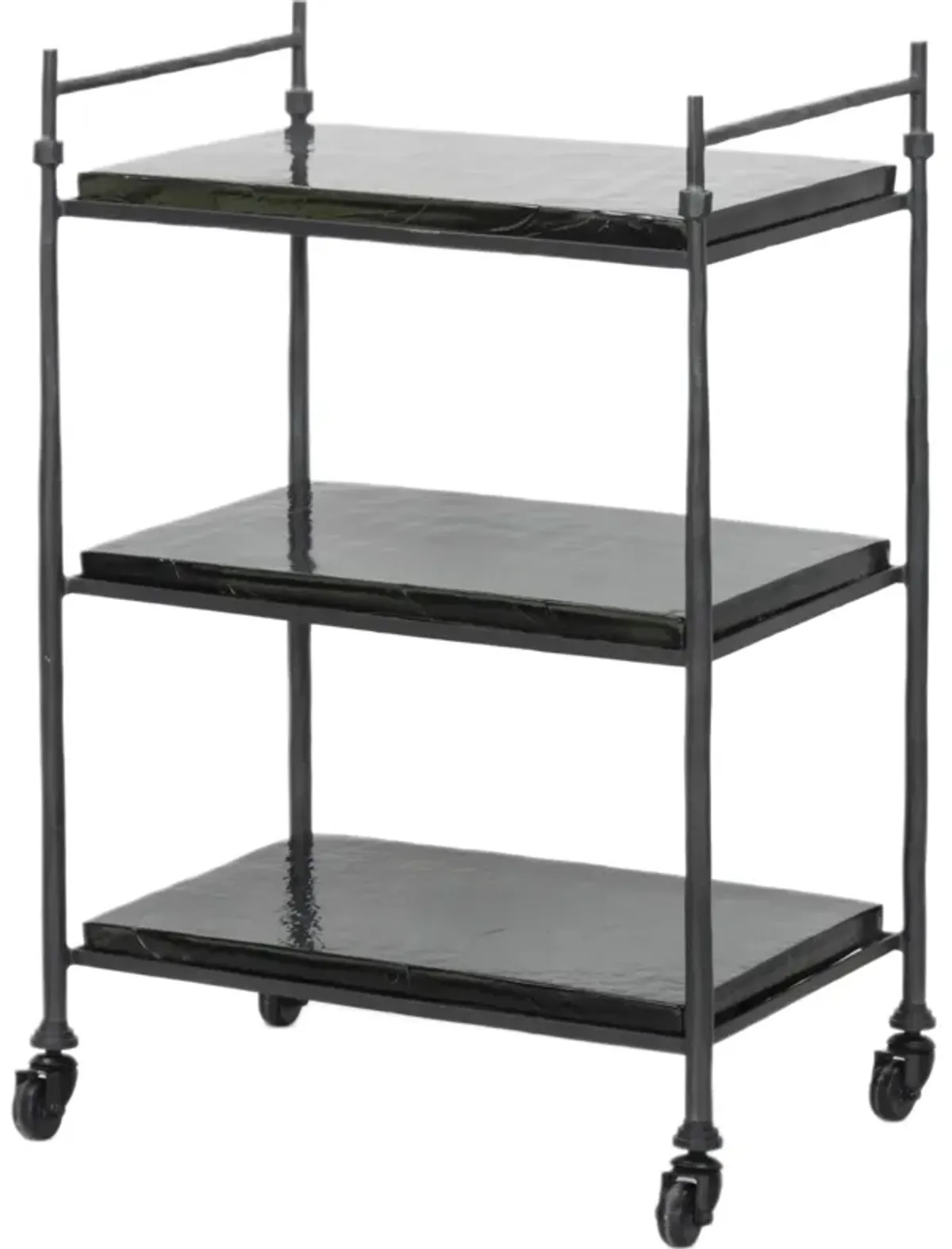 Elva Iron/Cast Glass Bar Cart, Forged Gunmetal