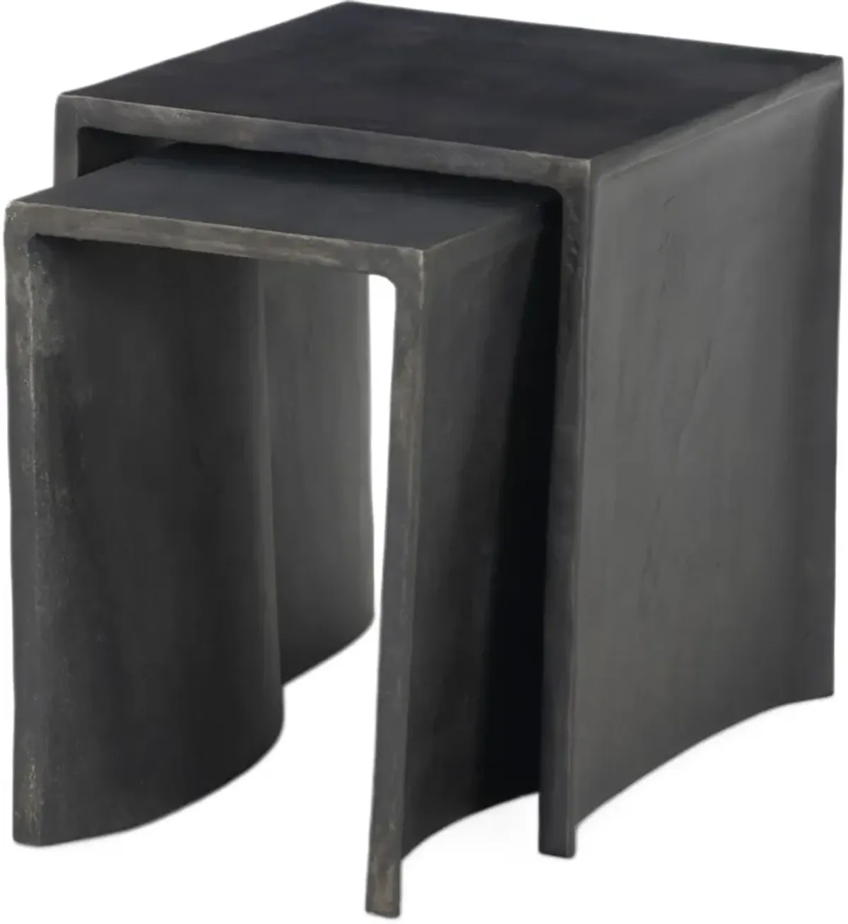 S/2 Kove Outdoor Nesting End Tables, Distressed Bronze