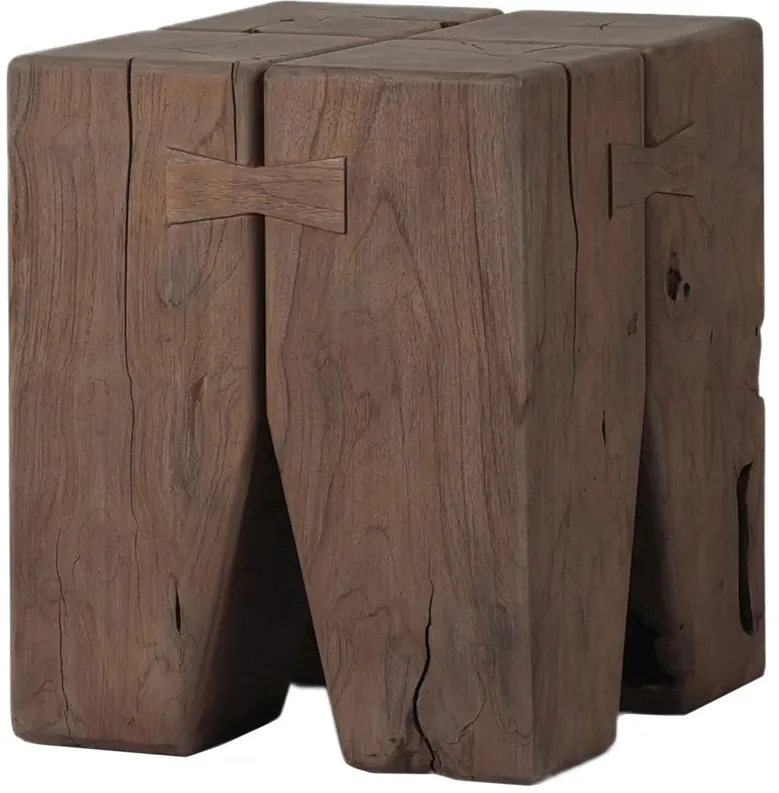 Sova Outdoor Teak End Table, Stained Toasted Brown