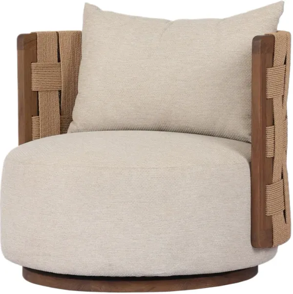 Arva Outdoor Teak Swivel Chair - Casa Cream