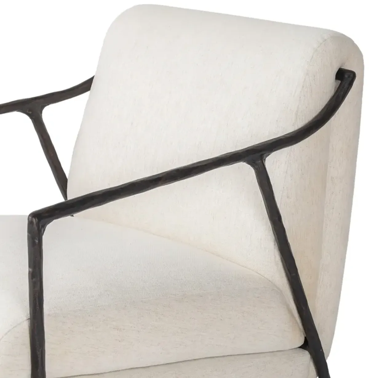 Voss Linen Chair - Crypton Nomad Snow/Hammered Black Iron - White