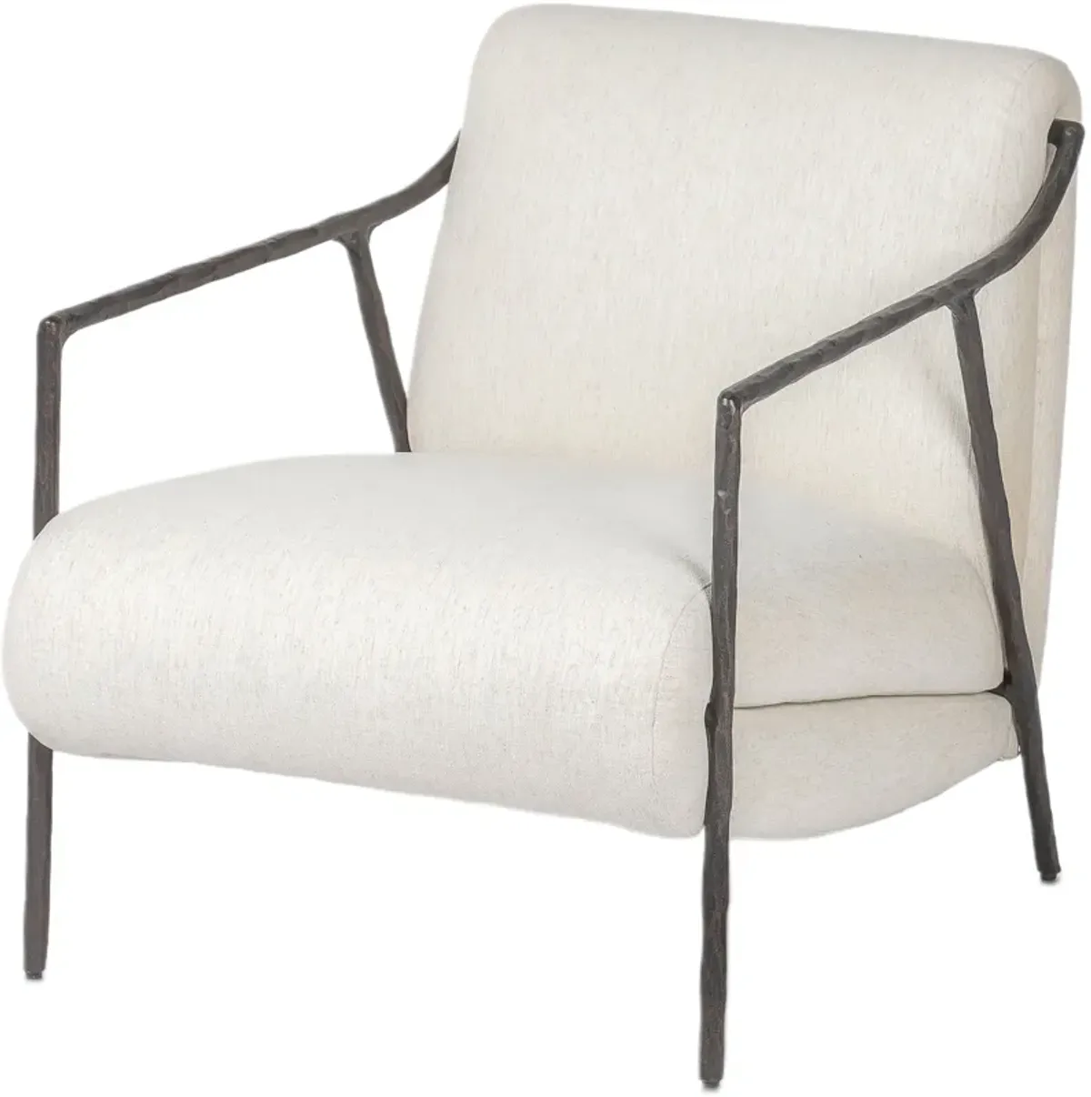 Voss Linen Chair - Crypton Nomad Snow/Hammered Black Iron - White