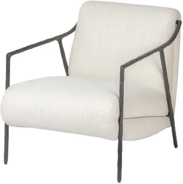 Voss Chenille Chair - Crypton Nomad Snow/Hammered Black Iron - White