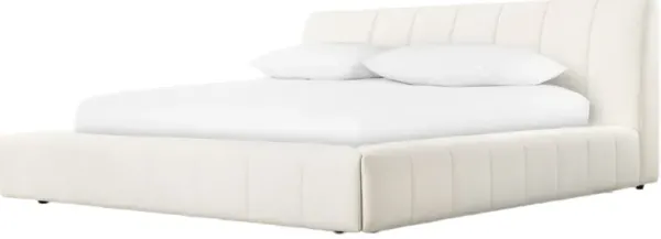 Zenth Channeled Boucle Bed - Performance Fayette Cloud - White