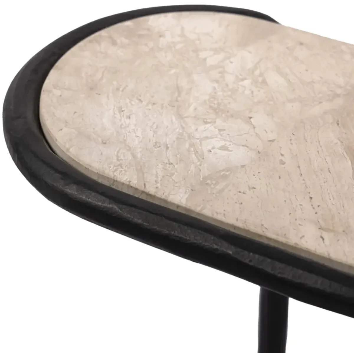 Jova End Table - Hammered Gunmetal/Lunar Marble - Gray
