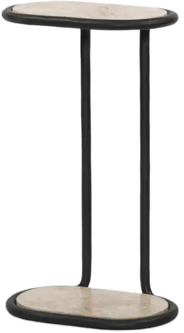 Jova End Table, Hammered Gunmetal/Lunar Marble