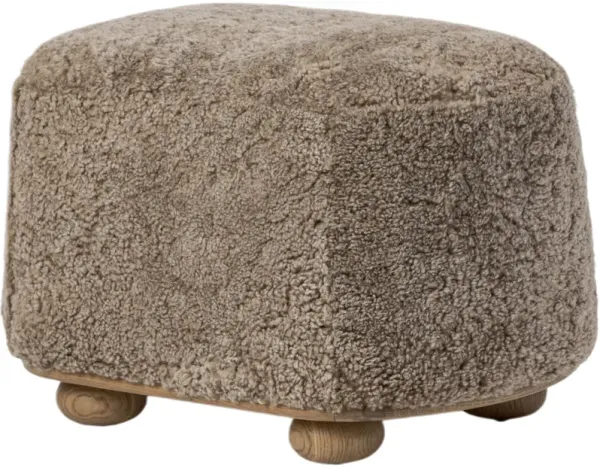 Zevoria Oval Ottoman, Taupe Shearling