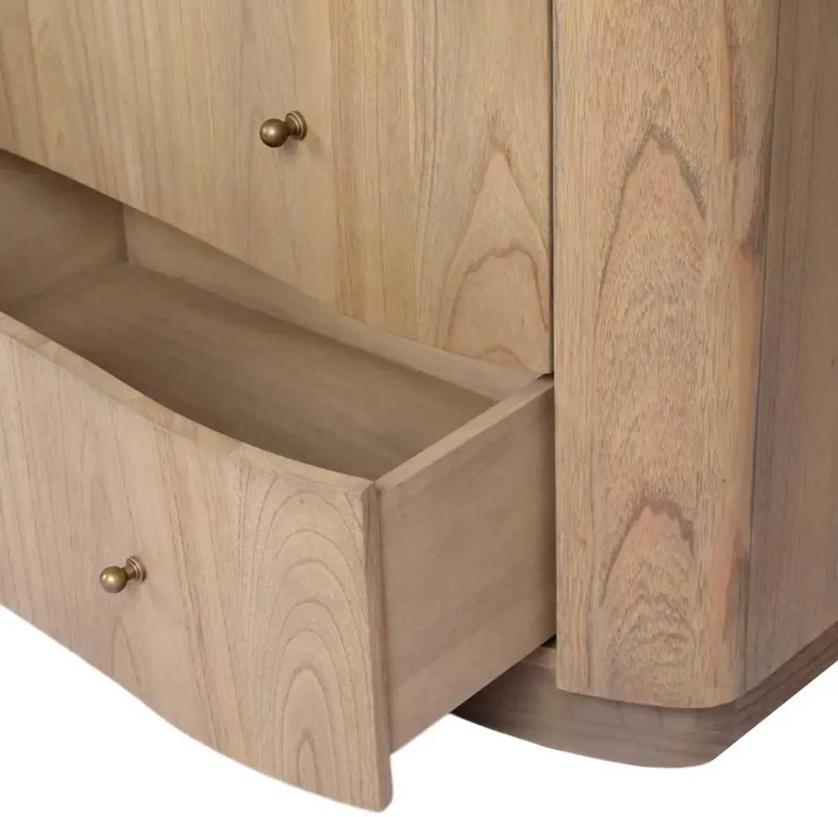 Nevi 6-Drawer Marble Top Dresser - Sandy Mindi/Cream - Brown