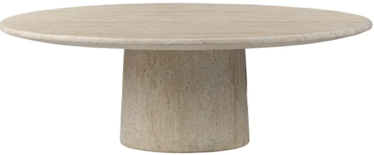 Elro Outdoor Round Coffee Table - Textured Sand Concrete - Beige