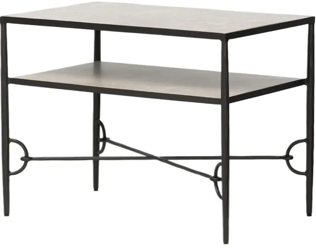 Ravelle Nightstand - Hammered Gunmetal/Lunar Marble