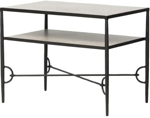 Ravelle Nightstand - Hammered Gunmetal/Lunar Marble