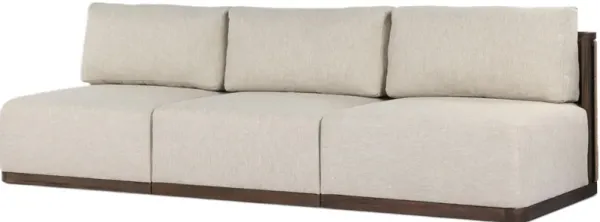 Myrosa Outdoor 3-Pc Woven Cord Back Teak Sectional, Ellor Beige