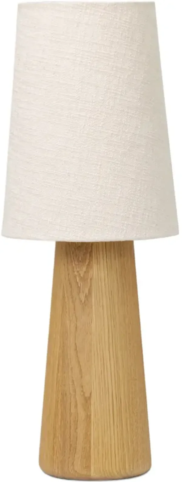 Soluna Drum Table Lamp - Boucle Linen/Light Oak - Brown
