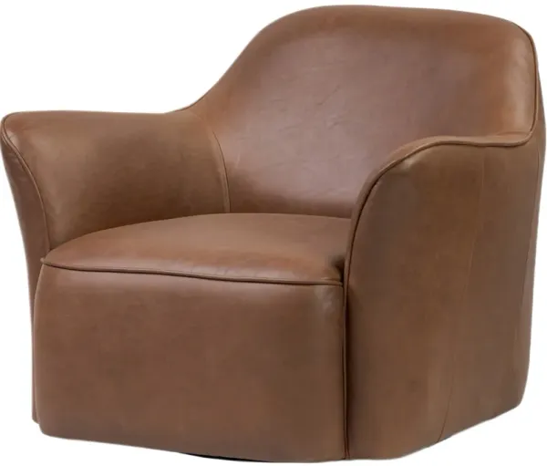 Zirien Leather Swivel Chair - Dulane Mahogany