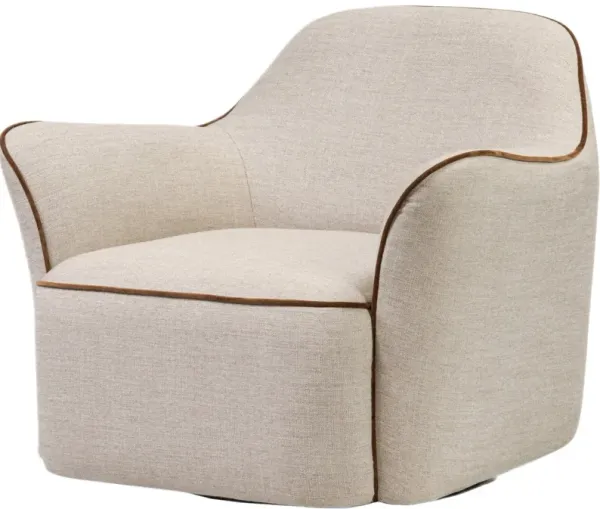 Zirien Linen Swivel Chair, Alcala Wheat