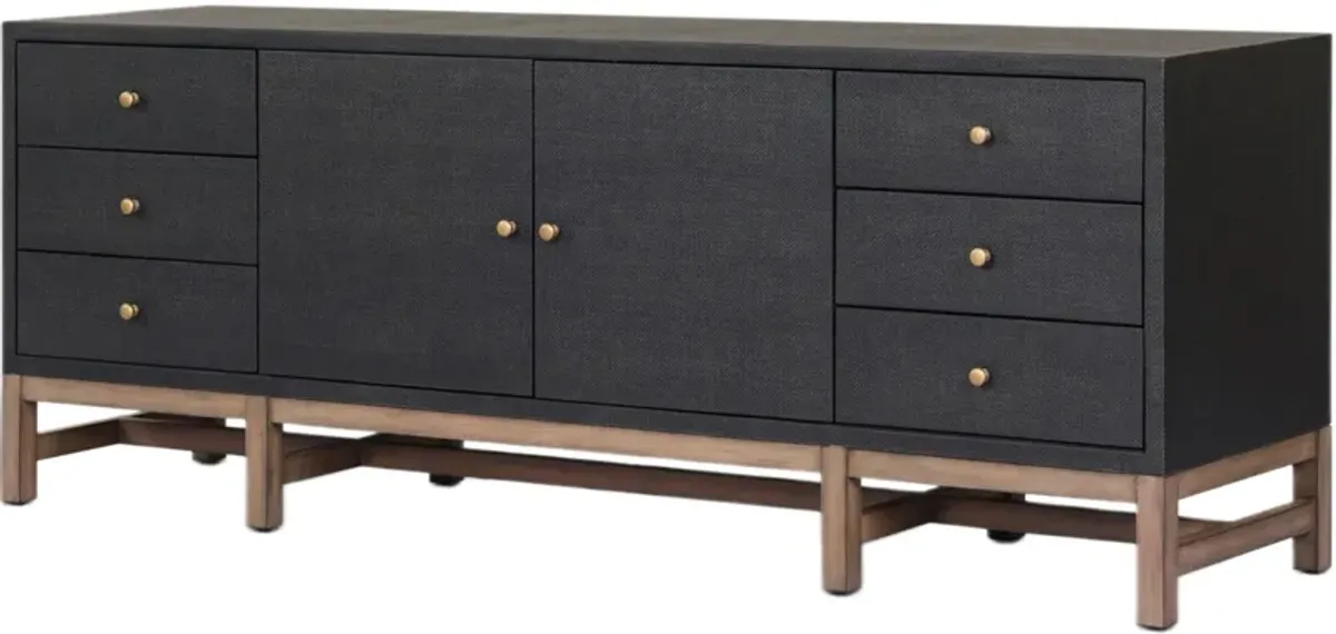 Pasco Media Console - Black Raffia