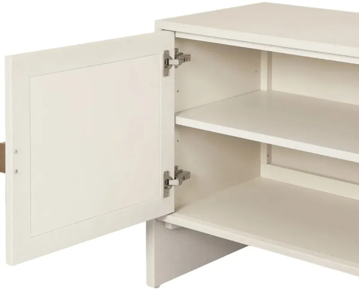 Aeris 4-Door Painted Linen Media Console - Ivory