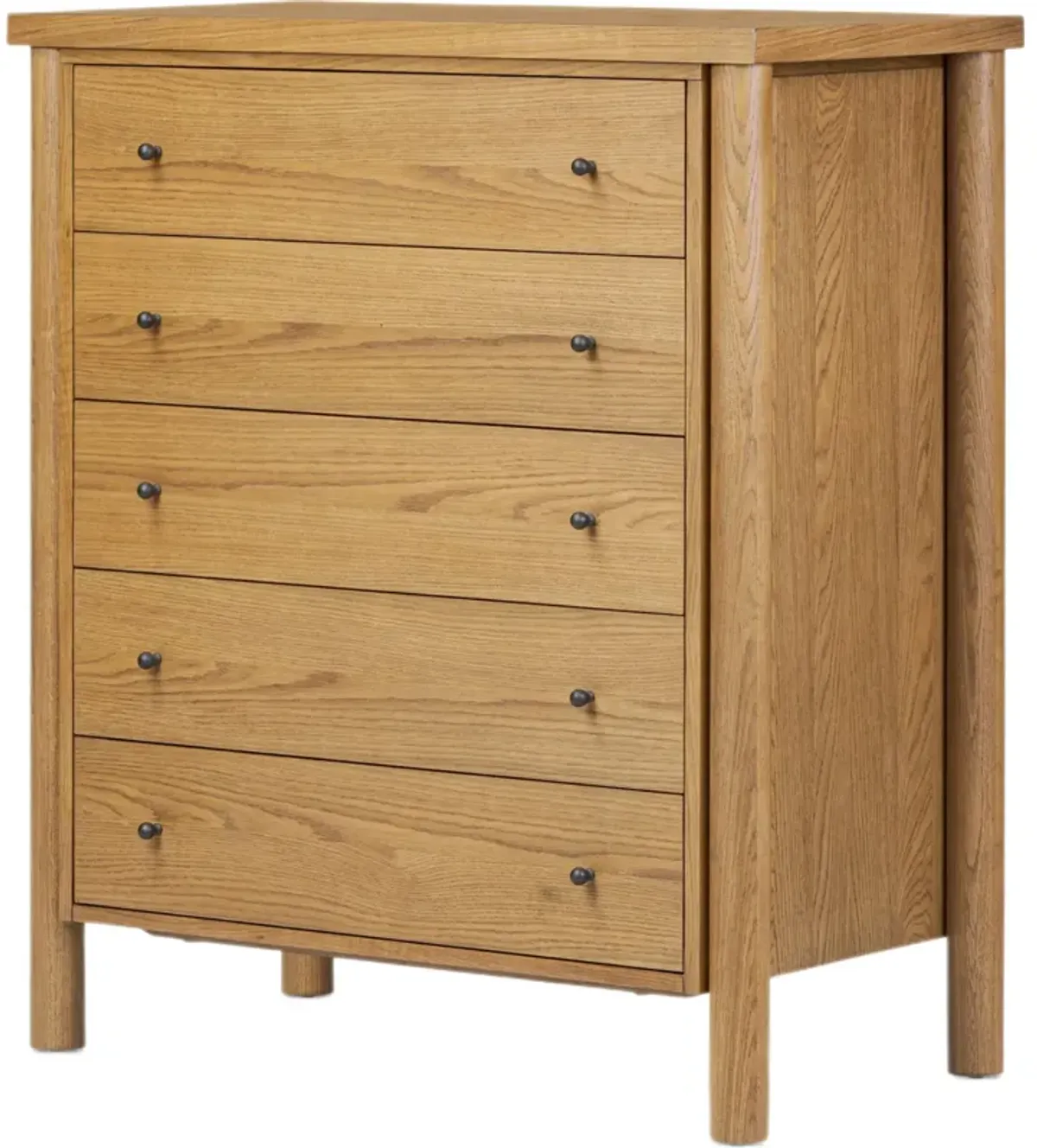 Everette Tall 5-Drawer Dresser - Amber Oak - Brown