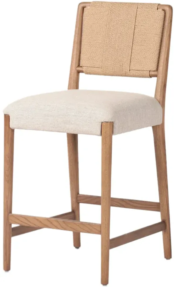 Jensen Woven Rush-Back Counter Stool, Alcala Wheat Linen