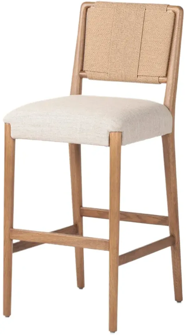 Jensen Woven Rush-Back Bar Stool, Alcala Wheat Linen
