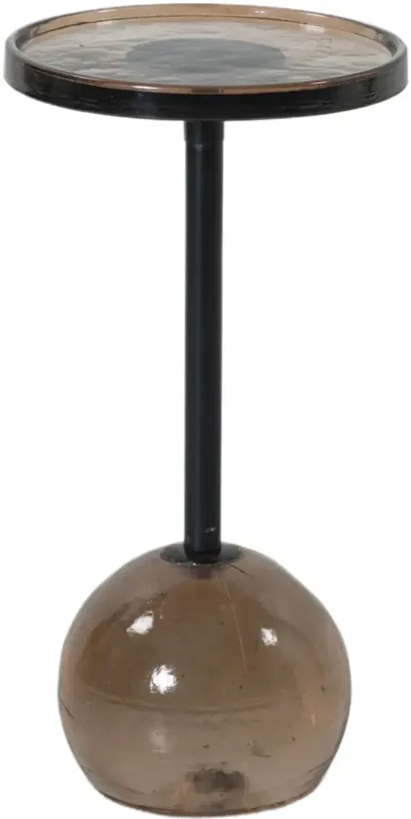 Davis Cast Glass Accent Table, Smoked Brown