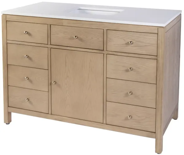 Charlie 48" Quartz Top Single Sink 8-Drawer Bathroom Vanity Set - Brown