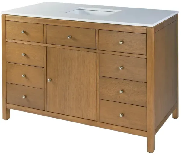 Charlie 48" Quartz Top Single Sink 8-Drawer Bathroom Vanity Set - Brown