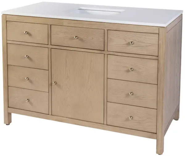 Charlie 48" Quartz Top Single Sink 8-Drawer Bathroom Vanity Set - Brown