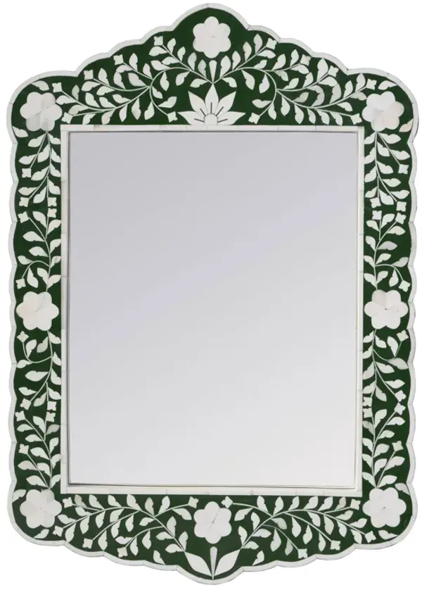 Layla Bone Inlay Scalloped Wall Mirror - Handcrafted