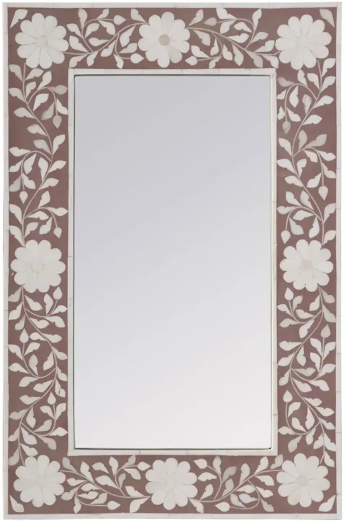Layla Bone Inlay Rectangular Wall Mirror - Handcrafted
