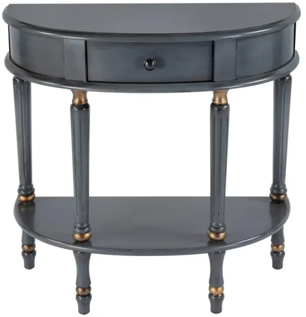 Ambrose Demilune Hand-Painted 1-Drawer Console Table - Blue