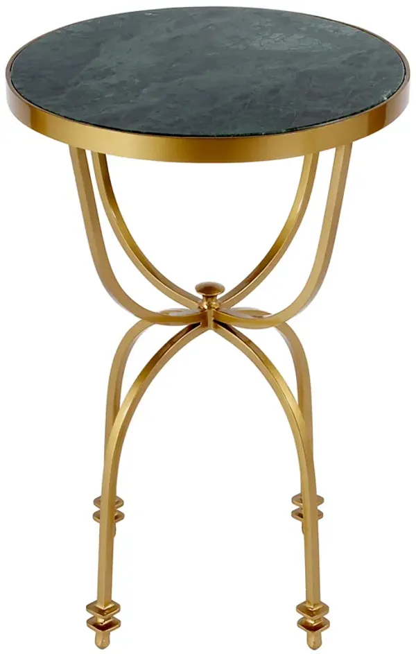 Thaddeus Round Marble Top Side Table, Green/Gold