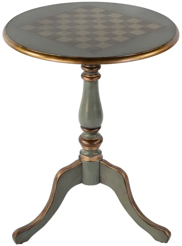 Archibald Round Pedestal Game/Accent Table - Green - 28Hx22Wx22D in