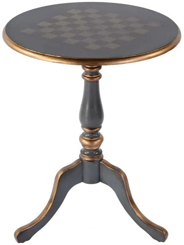 Archibald Round Pedestal Game/Accent Table - Blue - 28Hx22Wx22D in