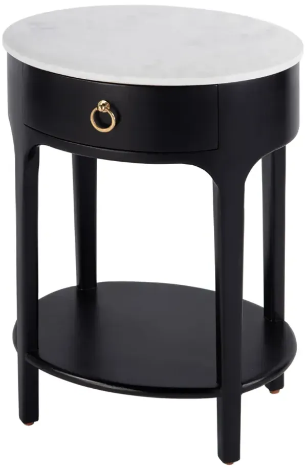 Kingston Oval Marble Top 1-Drawer Nightstand