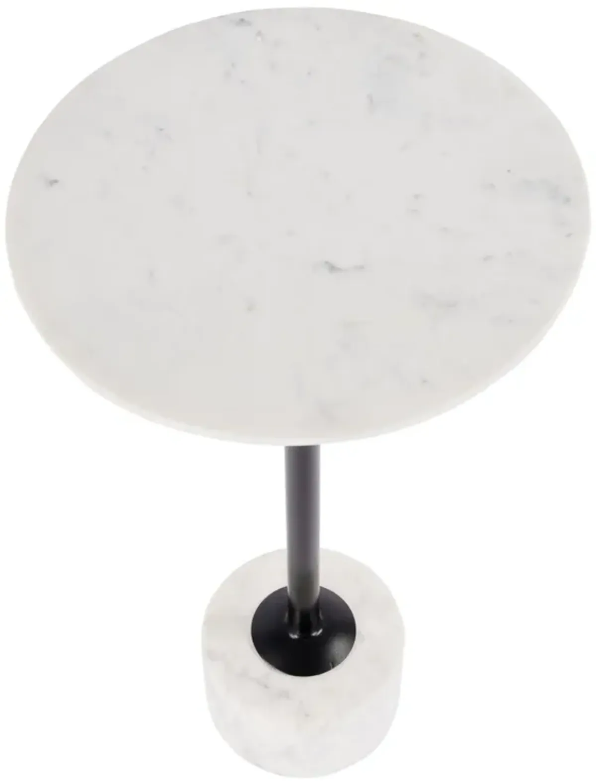 Briar 13" Round Side Table - White Marble